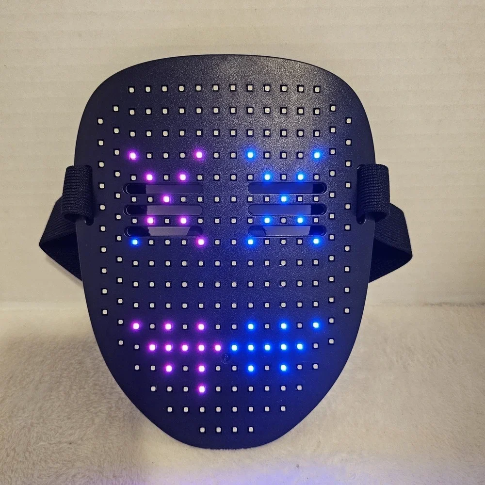LED Face Mask - Adjustable Strap - USB Charge - Halloween Cosplay Multiple Modes